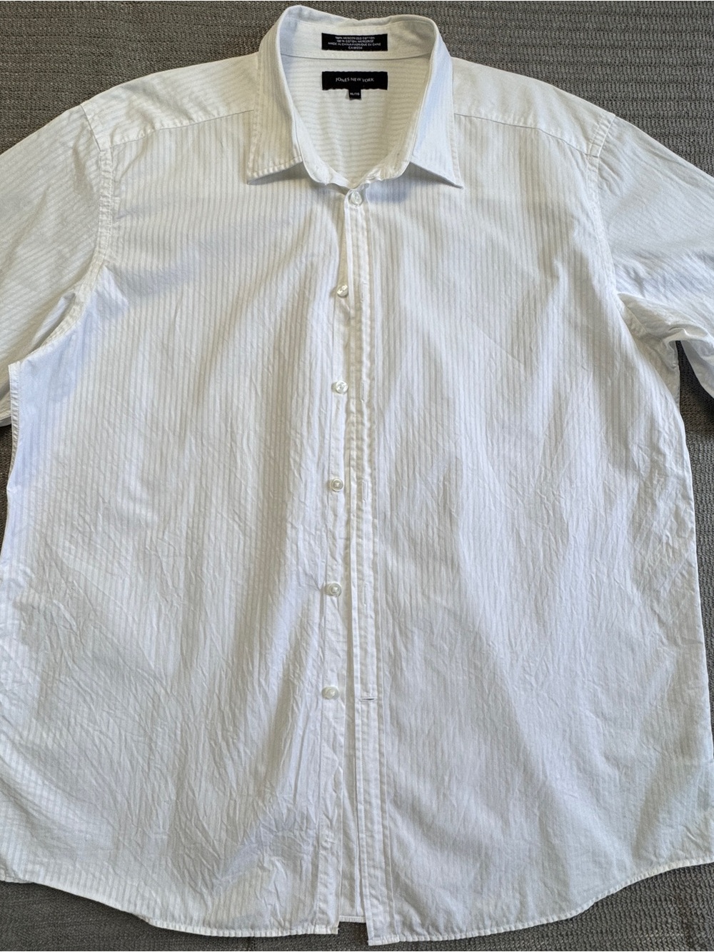 Jones New York Mens White Dress Shirt XL/TG Mercerized Cotton Short Sleeve